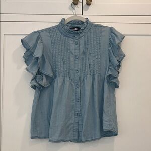 PAIGE Women's ruffle chambray blouse